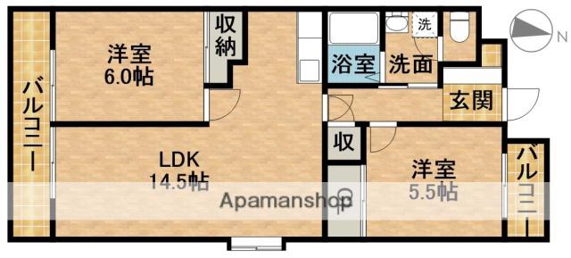 ネバーランドⅡ(2LDK/3階)の間取り写真