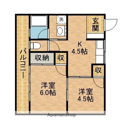 加都ハイツ(2K/1階)の間取り写真