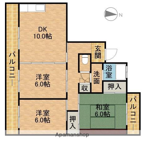 マンションPINO(3LDK/4階)の間取り写真