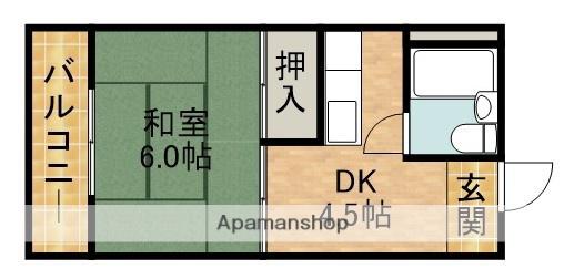 エーデルワイス(1DK/2階)の間取り写真