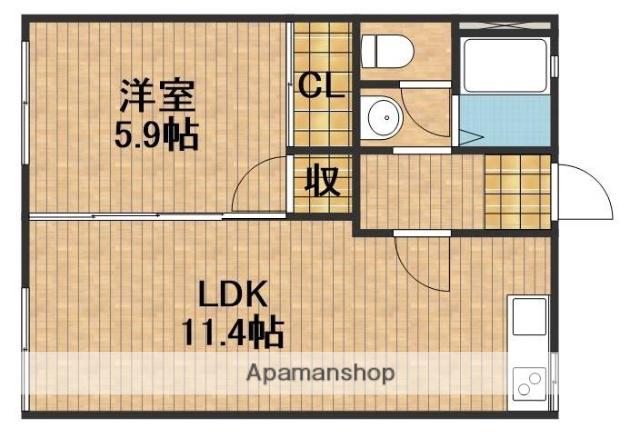 エルパティオ(1LDK/1階)の間取り写真