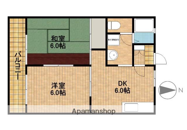 マンションアカツキ(2DK/4階)の間取り写真