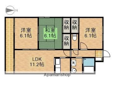 シャトル可美(3LDK/1階)の間取り写真