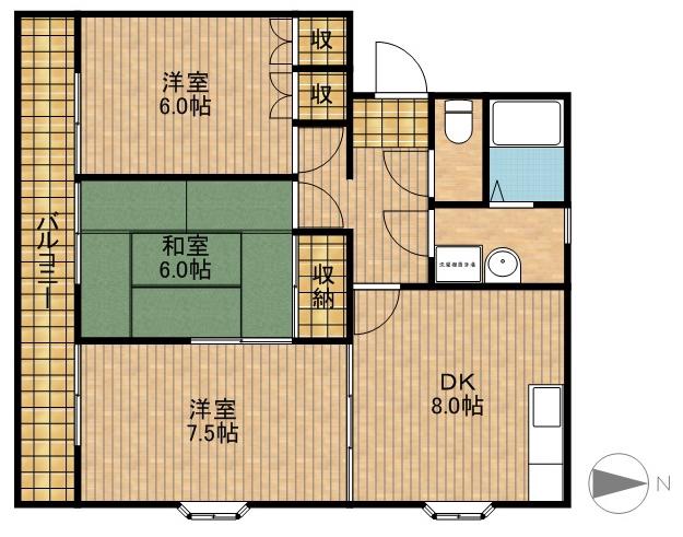 ニューシティ上西(3DK/2階)の間取り写真