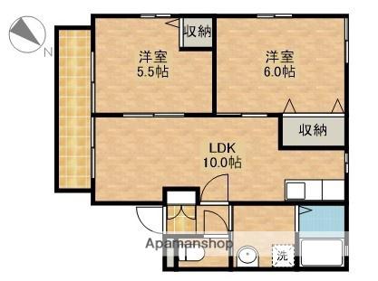 エスポワールA(2LDK/2階)の間取り写真