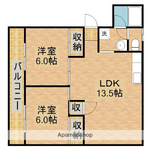 アビタシオンウエスト(2LDK/3階)の間取り写真