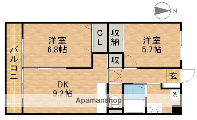 グランシャリオ(2DK/2階)の間取り写真