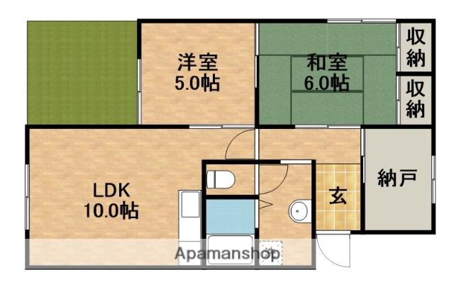 アーバンヴィラ長上(2LDK/1階)の間取り写真