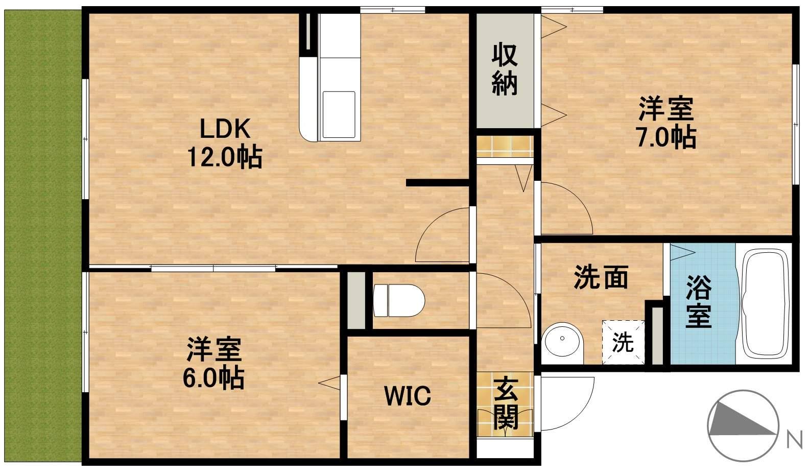 アリエッタ(2LDK/1階)の間取り写真