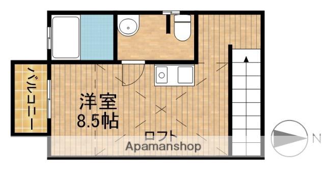 アミ鹿谷(ワンルーム/2階)の間取り写真