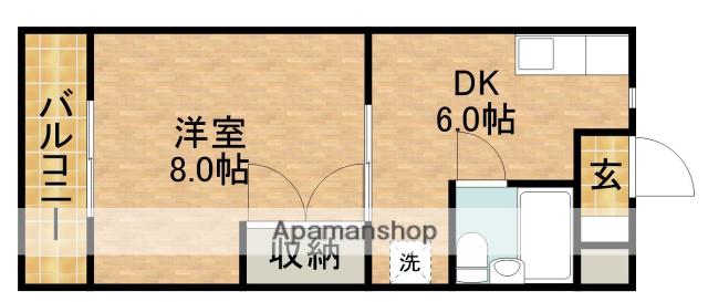 カトレアⅡ(1DK/2階)の間取り写真