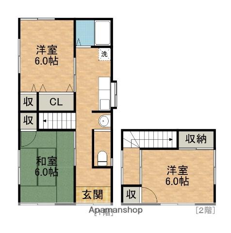 東海道・山陽新幹線 掛川駅 徒歩13分 2階建 築50年(3K)の間取り写真