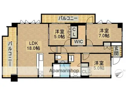 一条レジデンス浜松(3LDK/14階)の間取り写真