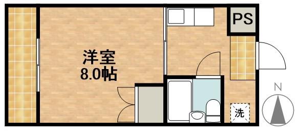 ジュネス陽向(1K/4階)の間取り写真