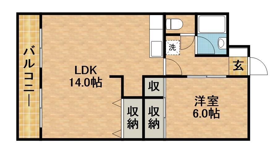 キャトルセゾン(1LDK/8階)の間取り写真