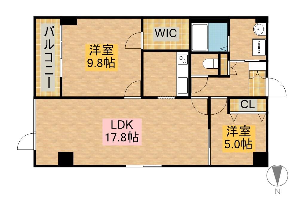 アルコ8(2LDK/2階)の間取り写真