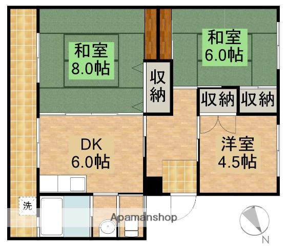 佐鳴湖県営公社S-1号棟(3DK/3階)の間取り写真