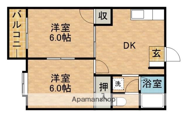 エルディム大石(2DK/2階)の間取り写真