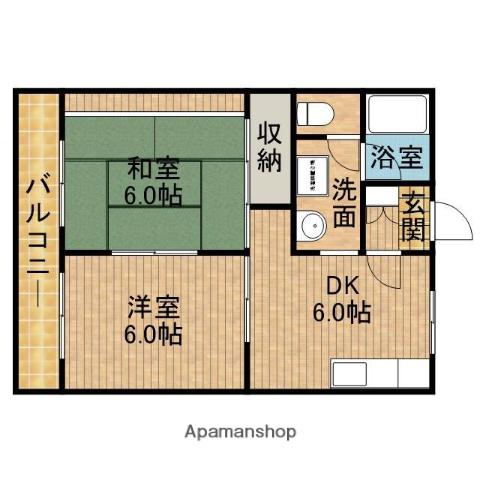 アルバⅡ(2DK/3階)の間取り写真