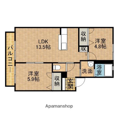 ラフィネ(2LDK/1階)の間取り写真