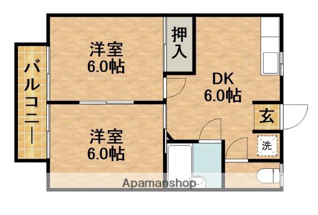 メゾン青葉台Ⅲ(2DK/3階)の間取り写真