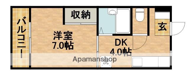ハーベスト上島(1K/1階)の間取り写真