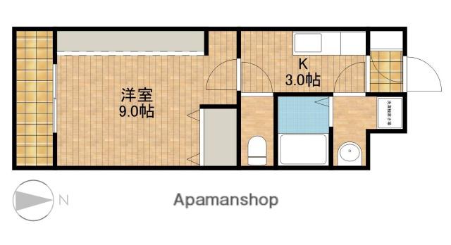 東海道本線 浜松駅 バス乗車時間：25分 丸塚町バス停で下車 徒歩3分 4階建 築19年(1K/1階)の間取り写真