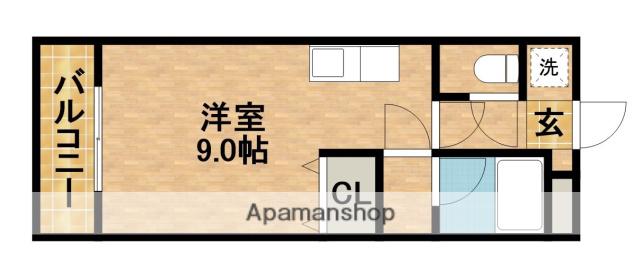 エレンシア・N(1K/2階)の間取り写真