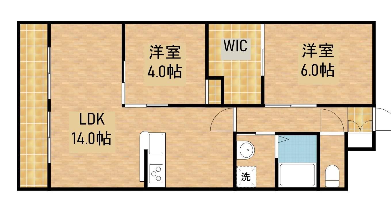 ヴィラ・ローランマンション(2LDK/2階)の間取り写真