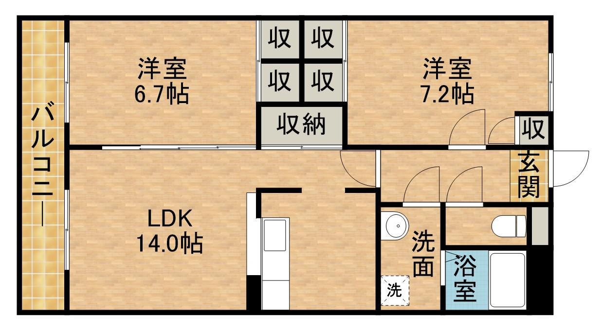 リンピア愛野(2LDK/1階)の間取り写真