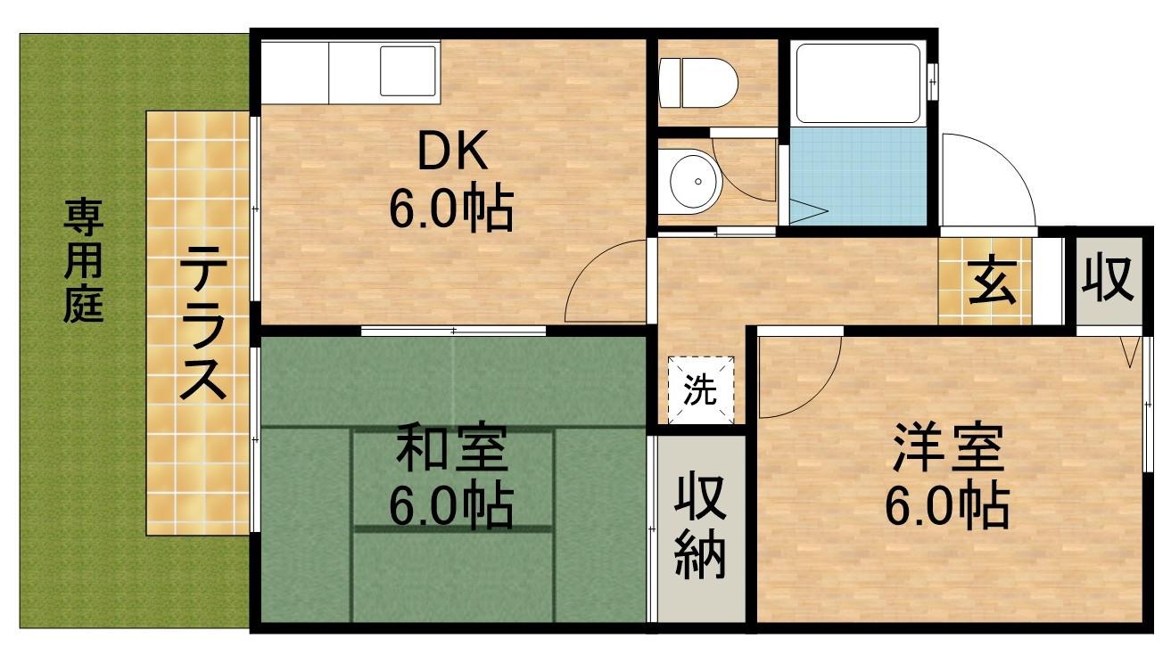 ファミールA(2DK/1階)の間取り写真