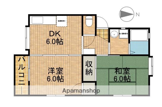 サンデリアーナⅡ(2DK/1階)の間取り写真