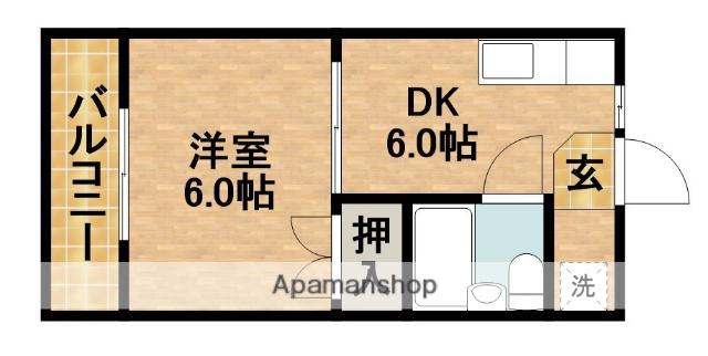ロイヤルシングル(1K/2階)の間取り写真