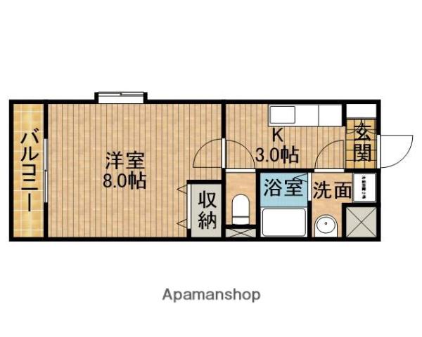 グローリーノーブル(1K/4階)の間取り写真