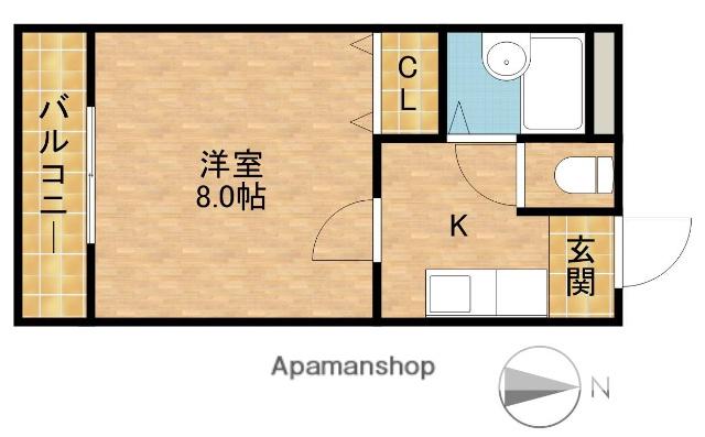 ハイツアミーゴ B(1K/1階)の間取り写真