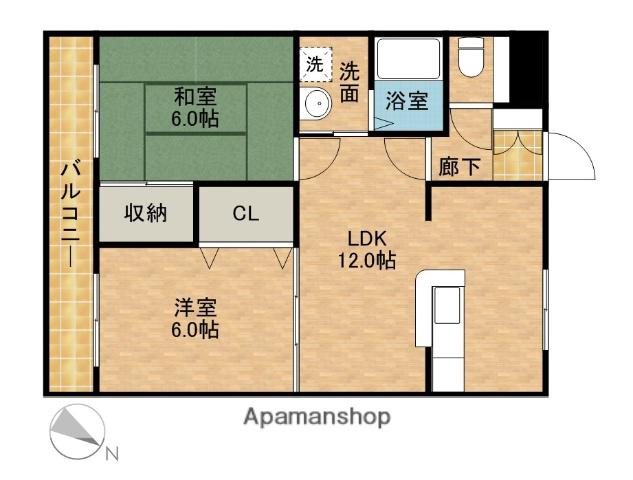 ベルメゾン高丘(2LDK/2階)の間取り写真