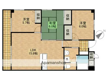 ライフ第5マンション大平台(3LDK/2階)の間取り写真