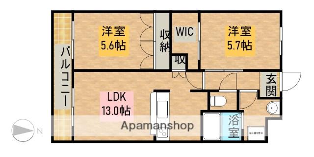 メイプルタウンA(2LDK/2階)の間取り写真