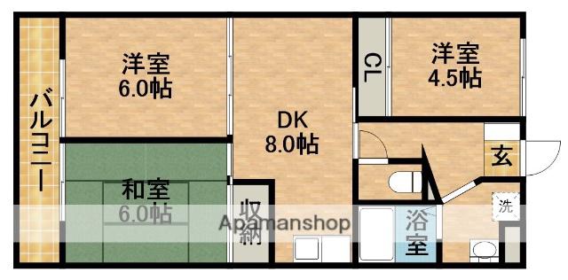 キヨミズキャンパス(3DK/2階)の間取り写真