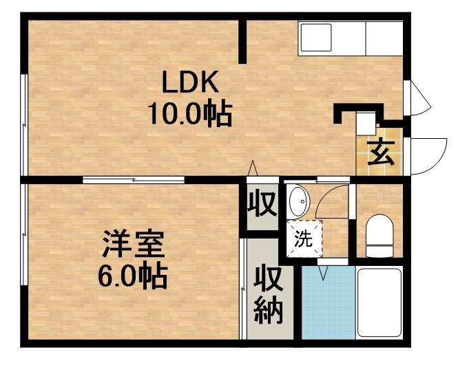 SUNLIFE FUJI1(1LDK/1階)の間取り写真