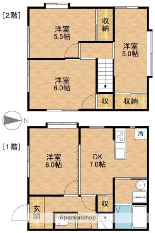 東海道本線 豊田町駅 バス乗車時間：20分 掛塚バス停で下車 徒歩5分 2階建 築20年(4DK)の間取り写真