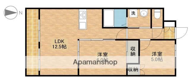 ラ・フォーレ初生(2LDK/2階)の間取り写真