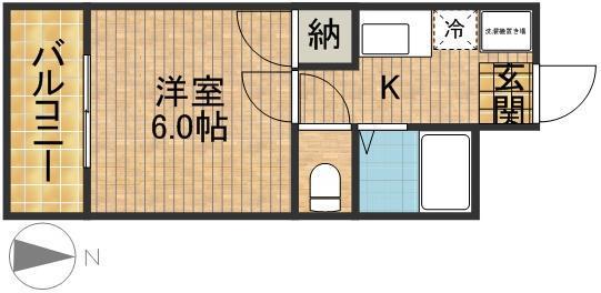 コーポ曳馬野(1K/1階)の間取り写真