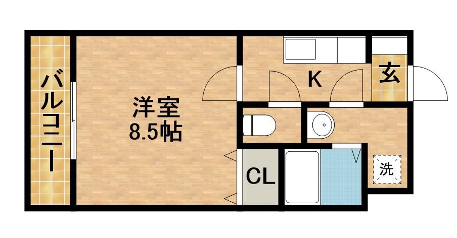 BELLKU-U(1K/2階)の間取り写真