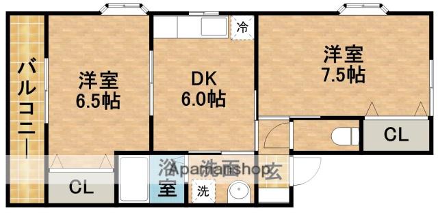 サンハイツ(2DK/1階)の間取り写真