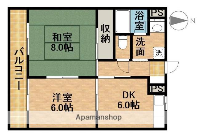 ハッピネス(2DK/1階)の間取り写真