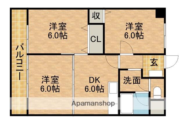 パレロワイヤル(3DK/4階)の間取り写真