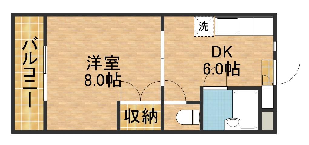 シャンブル24(1DK/1階)の間取り写真