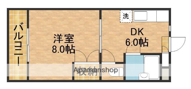 シャンブル24(1DK/2階)の間取り写真