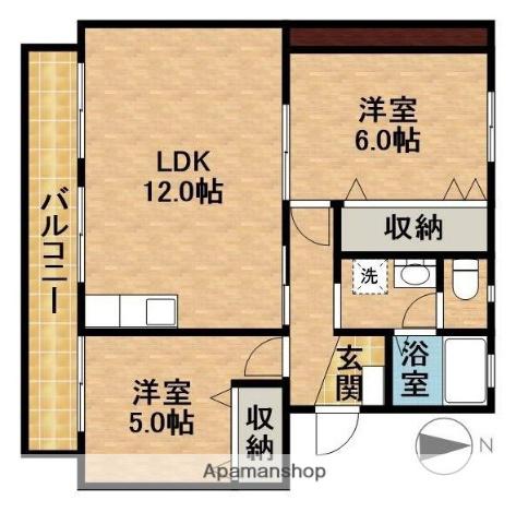 堀越マンション(2LDK/2階)の間取り写真